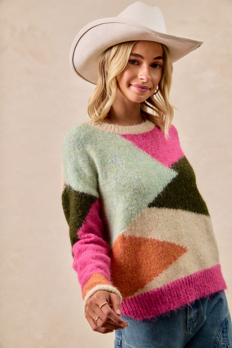 Fuzzy Retro Sweater Top