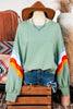 Rainbow Striped Sleeve Sweatshirt