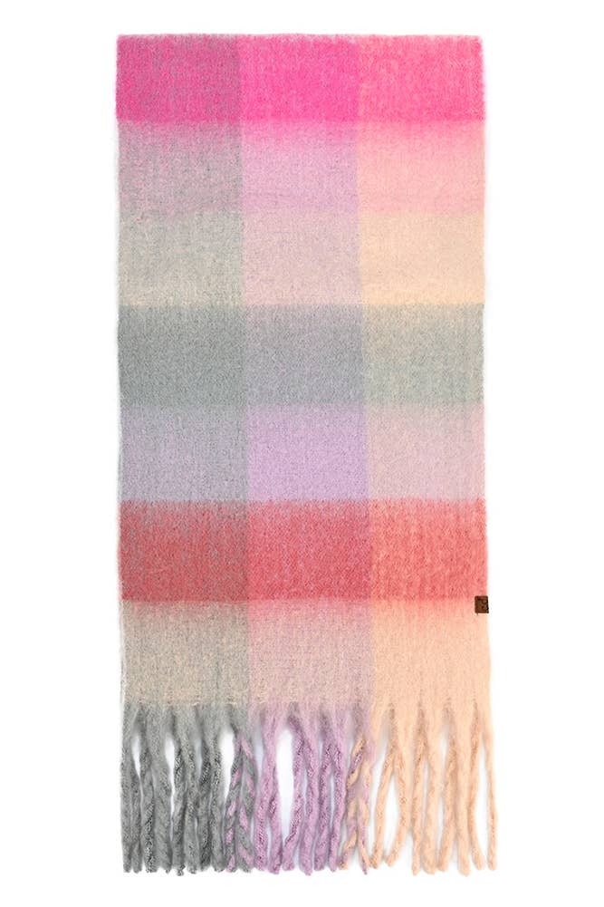 C.C Color Block Plaid Checkered Scarf
