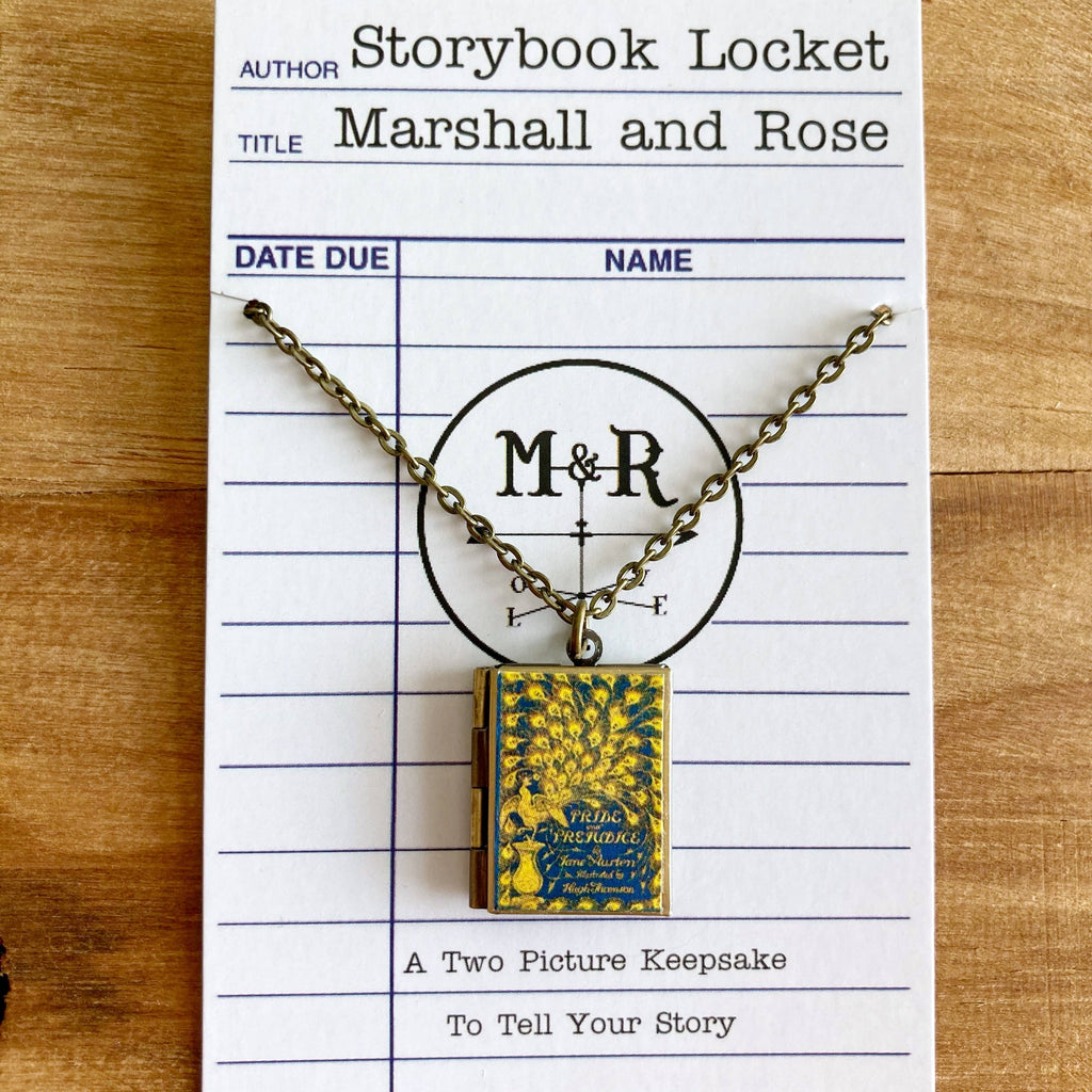 Book Locket Pride and Prejudice - Vintage Peacock