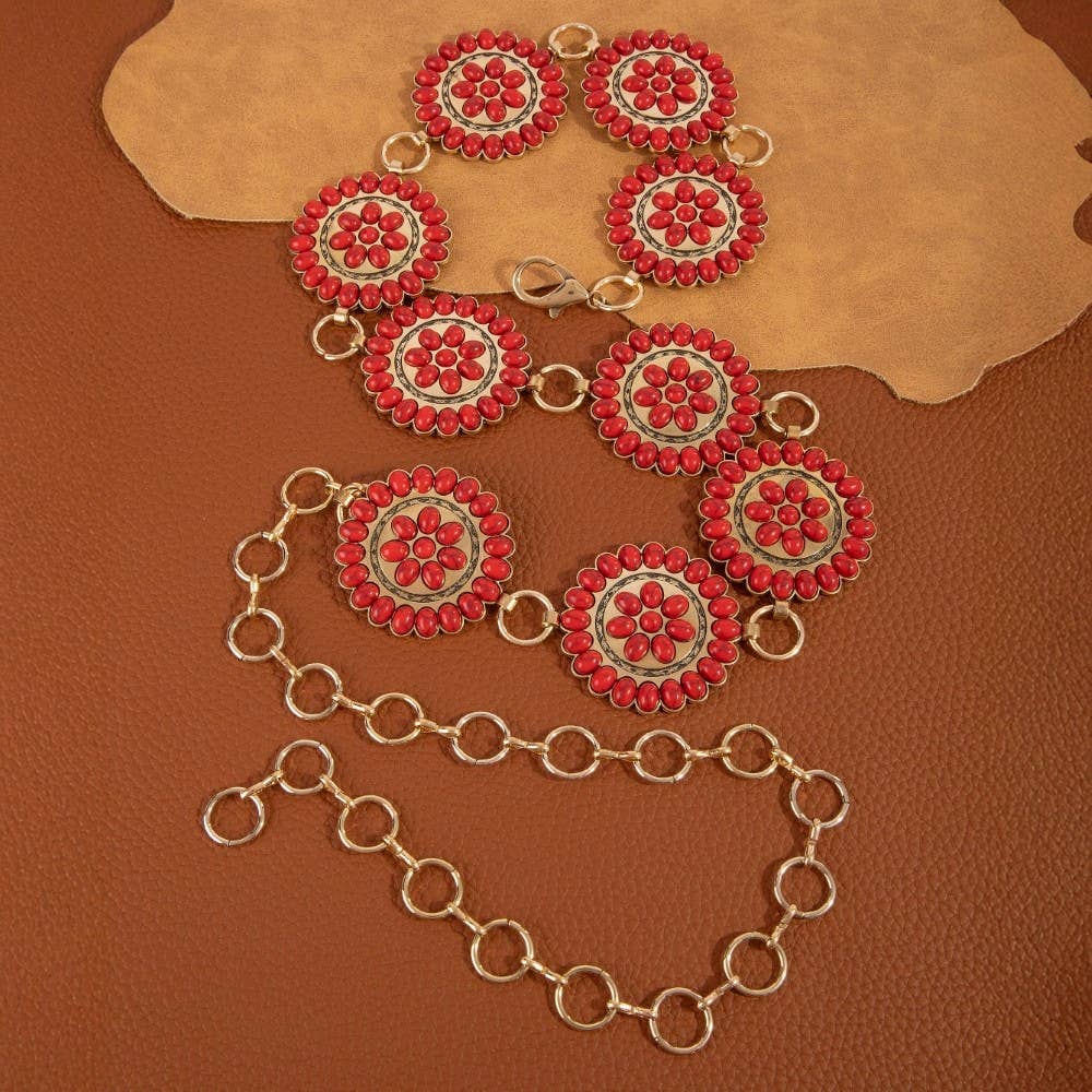 Western Circle Concho Disc Chain Belt