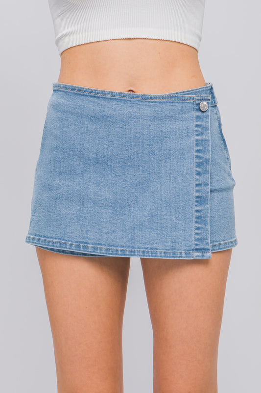 Denim Wrap Skort
