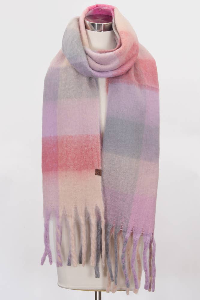 C.C Color Block Plaid Checkered Scarf