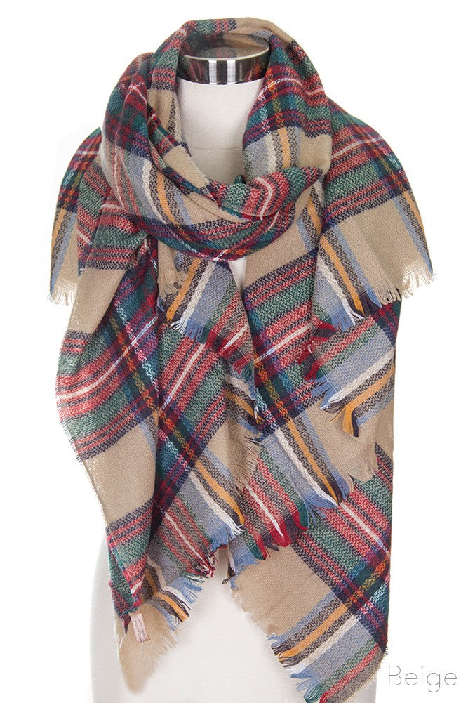 Oversized Plaid Blanket Scarf