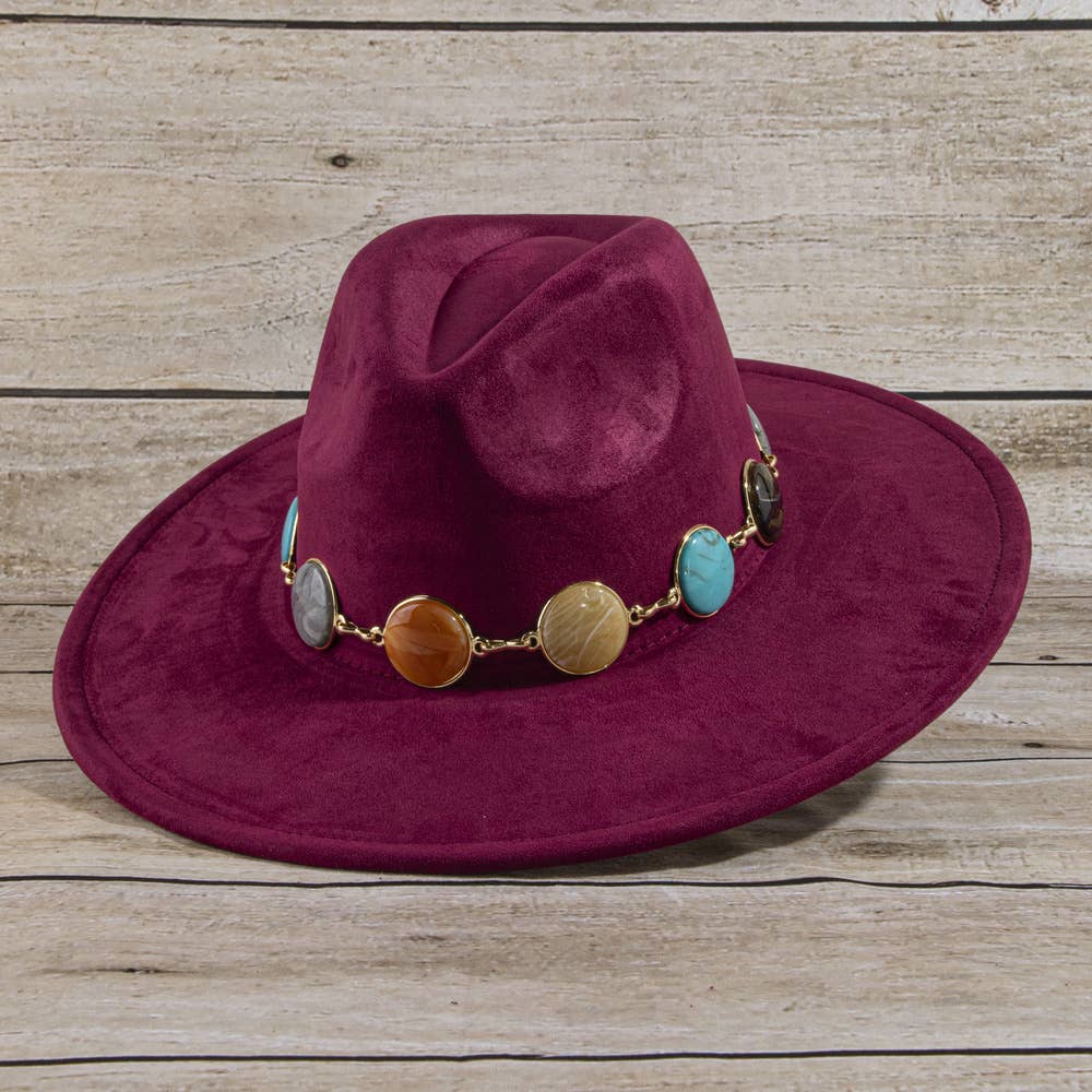 Semi Precious Stone Chain Band Fedora