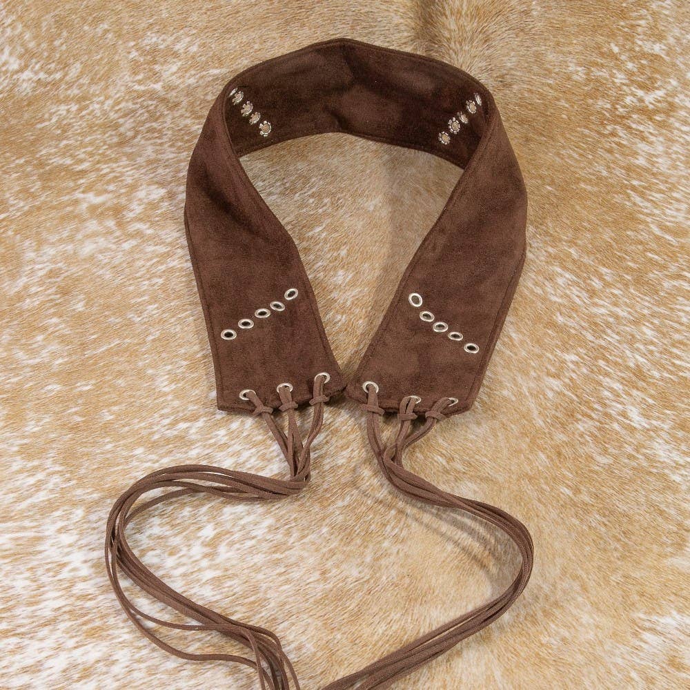 Vegan Leather Grommet Lace Up Fringe Waist Belt