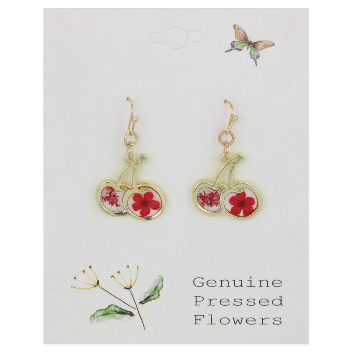 Dried Flower Cherry Earrings