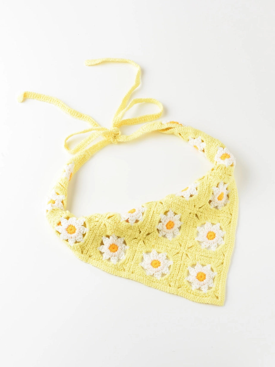 Daisy Knit Crochet Bandana