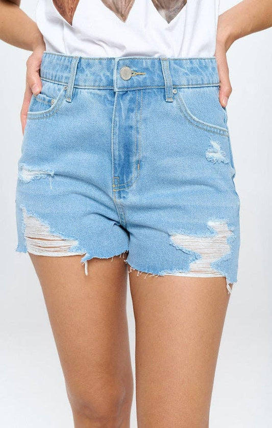 Stretchy High Rise Frayed Shorts