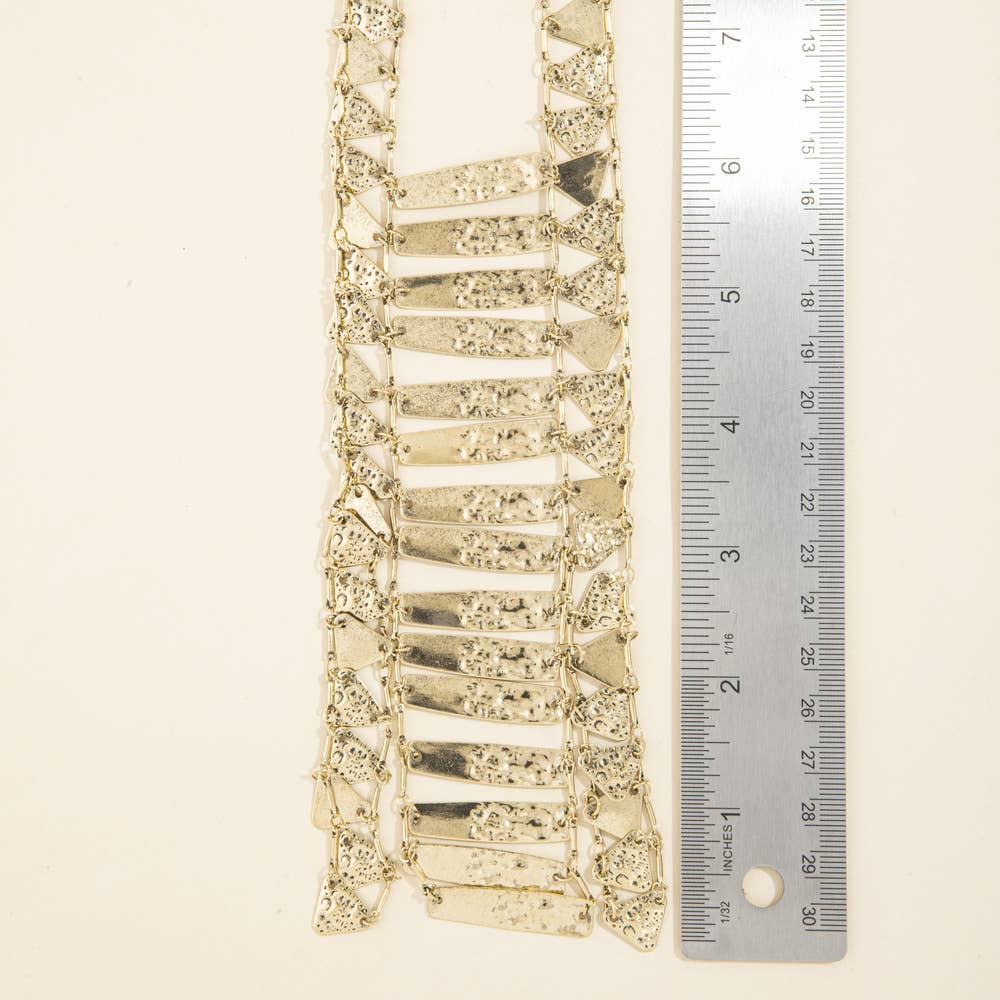 Hammered Bar Ladder Y Bib Necklace