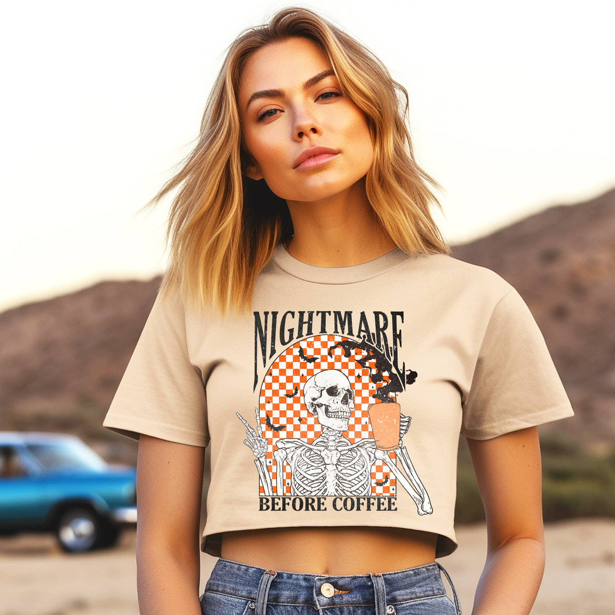 Nightmare Before Coffee Cropped Tee