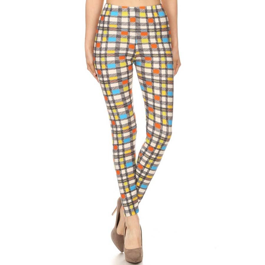 Retro Plaid Print Leggings