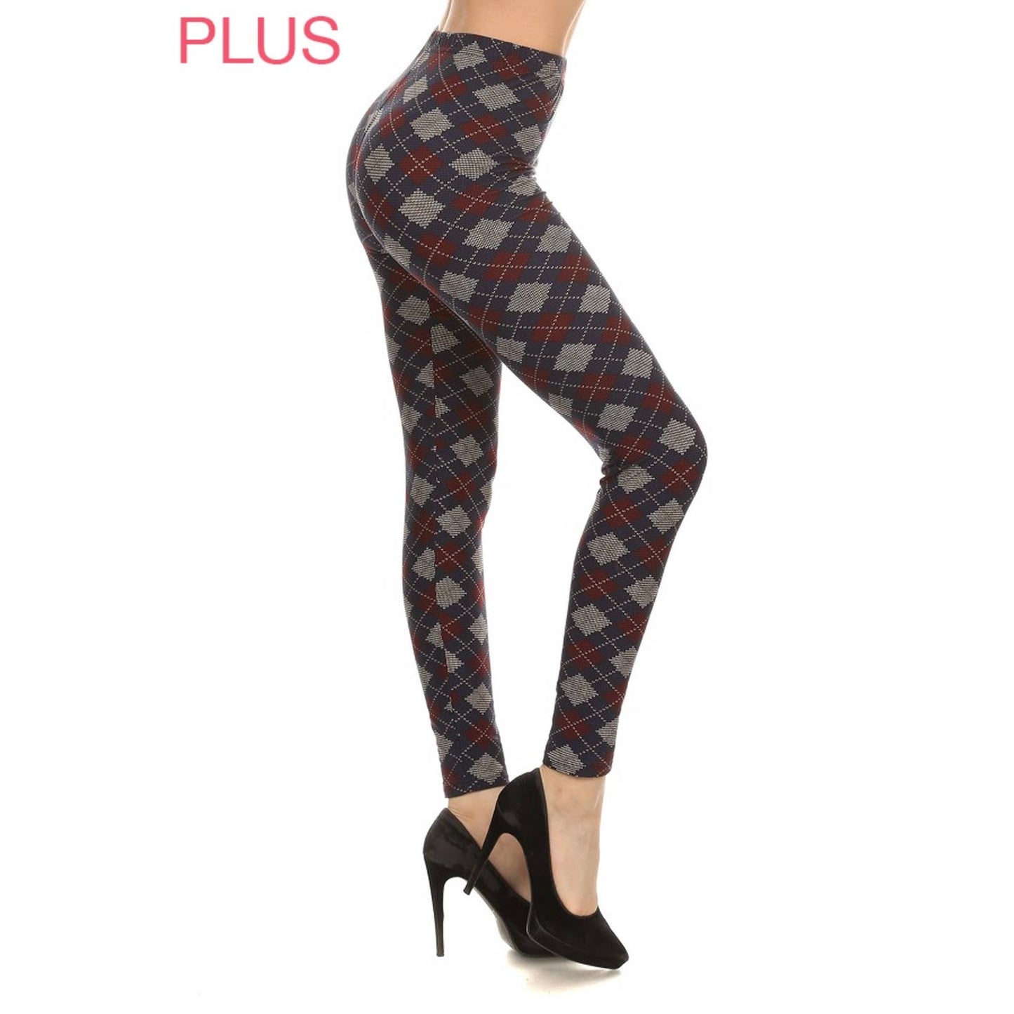 Plus Size Argyle Print Leggings
