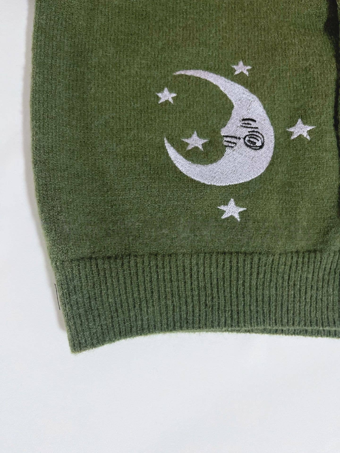 Embroidered Sun Moon Luna Moth Cardigan