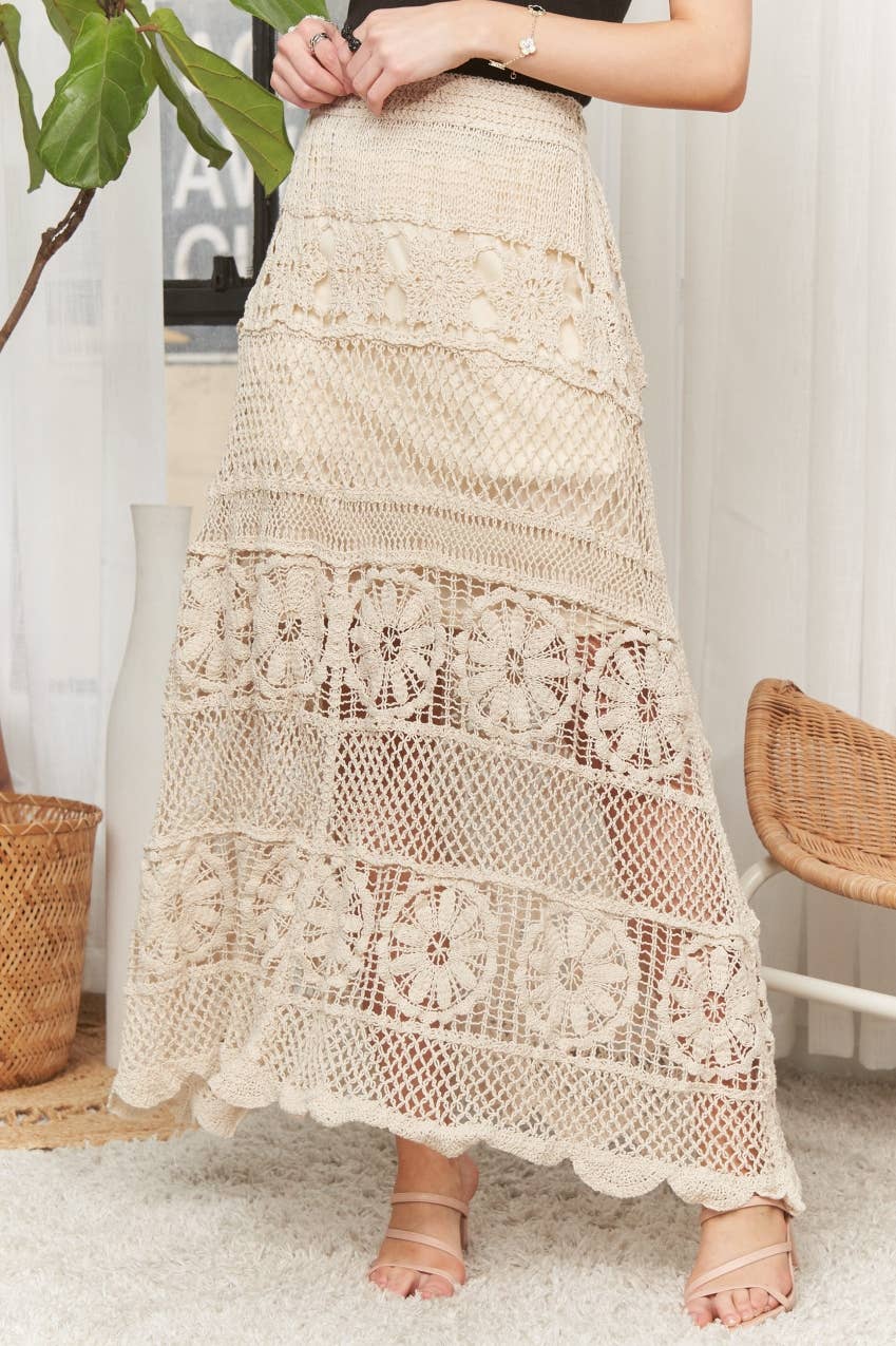 Crochet Lace Maxi Skirt