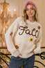 Fall Yarn Stitch Flower Sweater