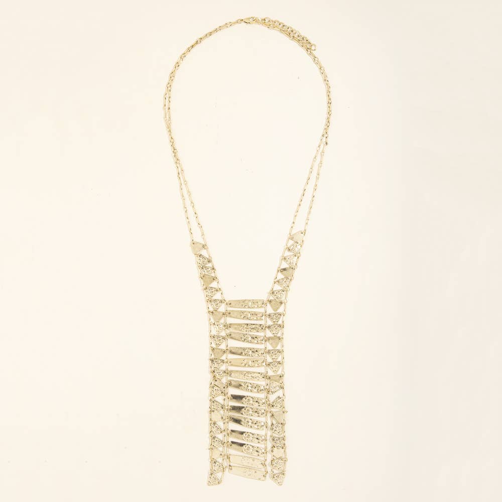 Hammered Bar Ladder Y Bib Necklace