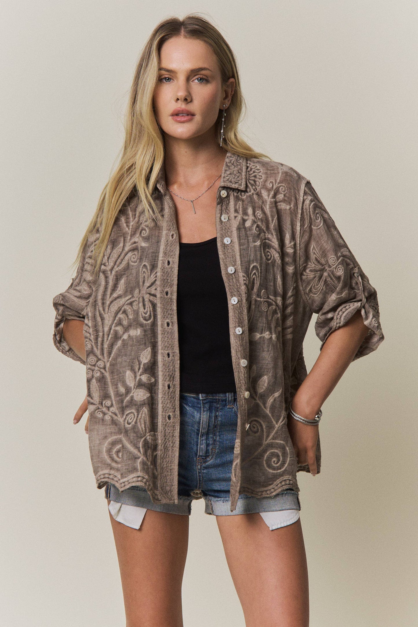 Embroidered Button Down