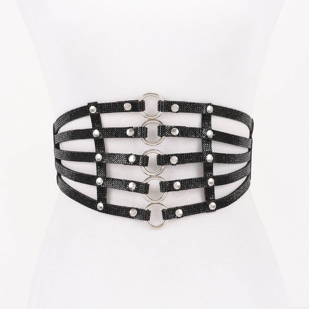 Wide Rhinestone Waist Belt
