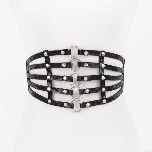 Wide Rhinestone Waist Belt