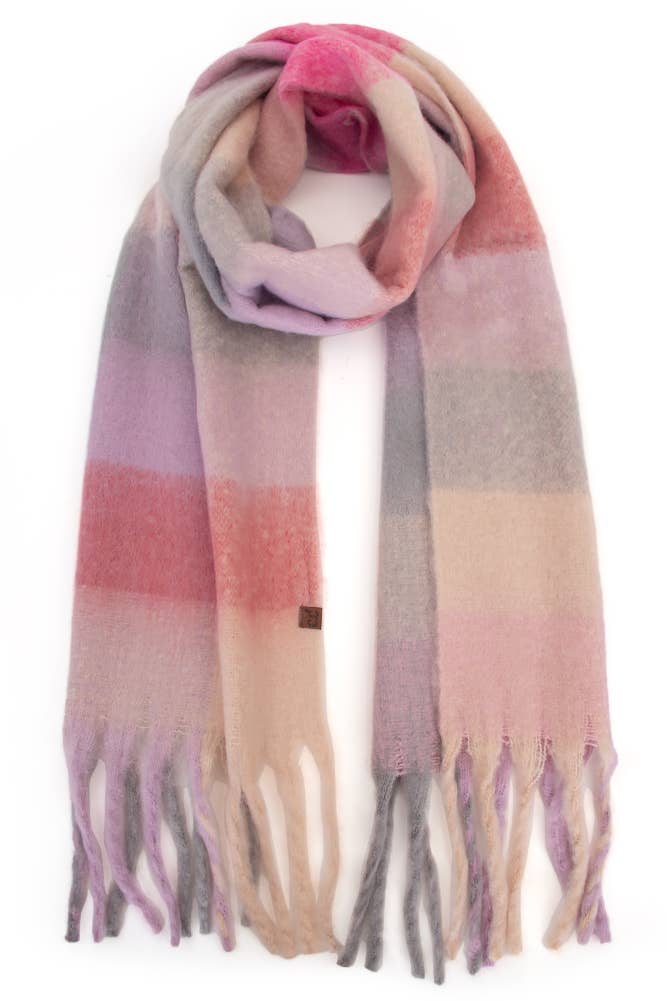 C.C Color Block Plaid Checkered Scarf