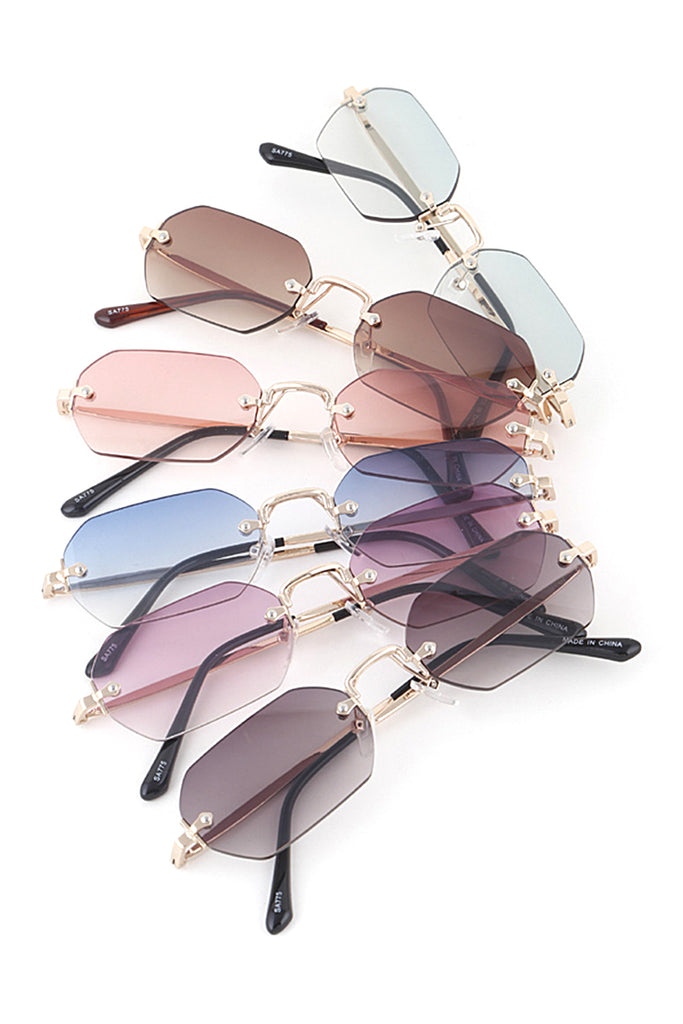 Rimless Skinny Rectangle Sunglasses