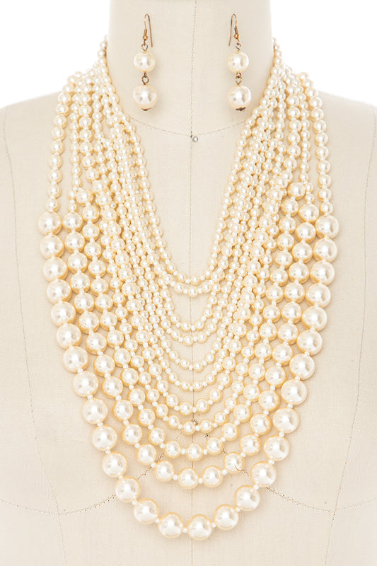 Mix Pearl Layer Necklace Set