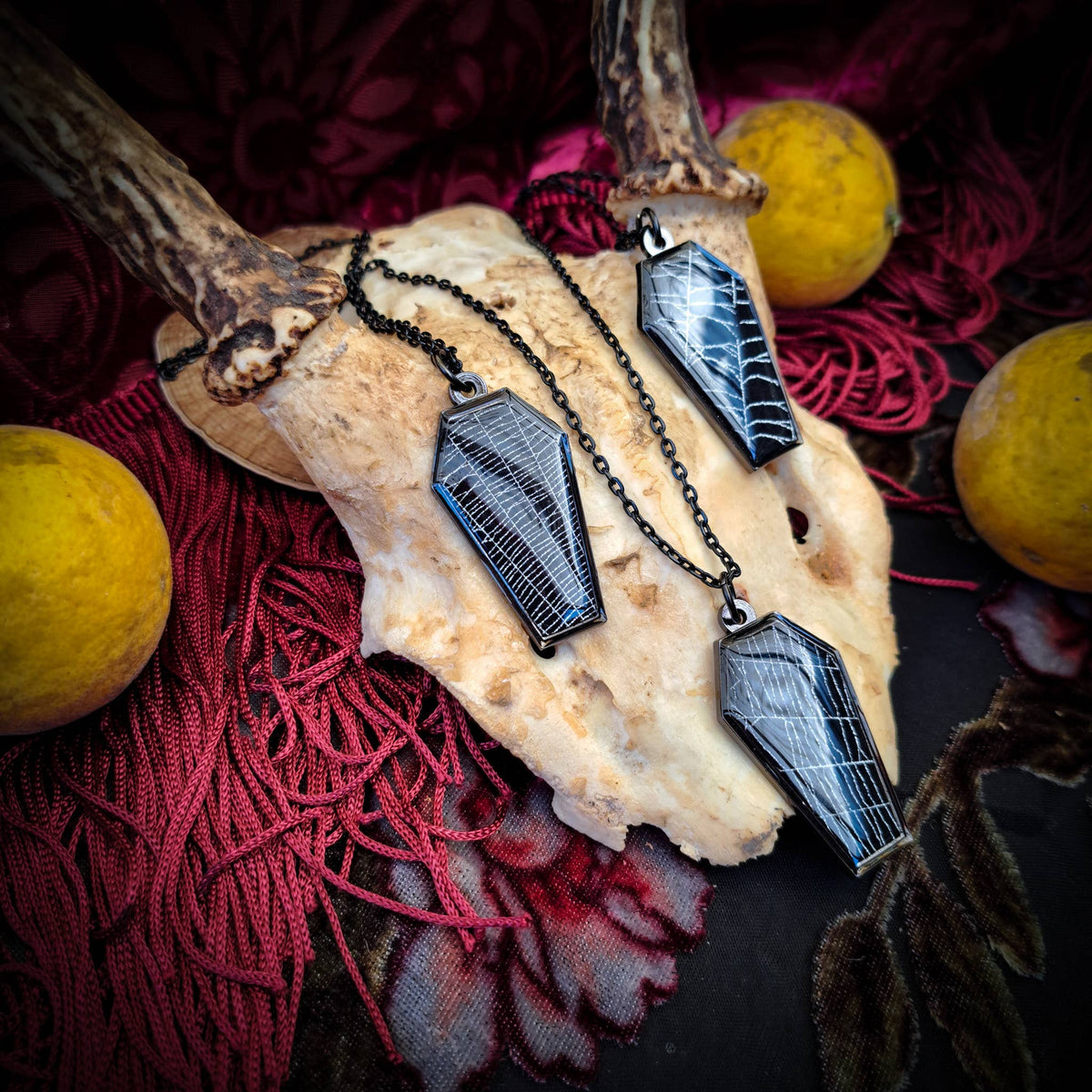 Real! Spiderweb Coffin Necklace