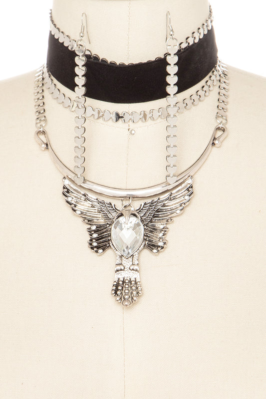 Gothic Choker Layered Statement Necklace Set