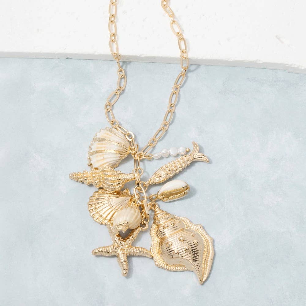 Sea Charm Cluster Chain Necklace