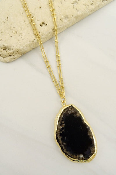 Black Agate Double Chain Necklace