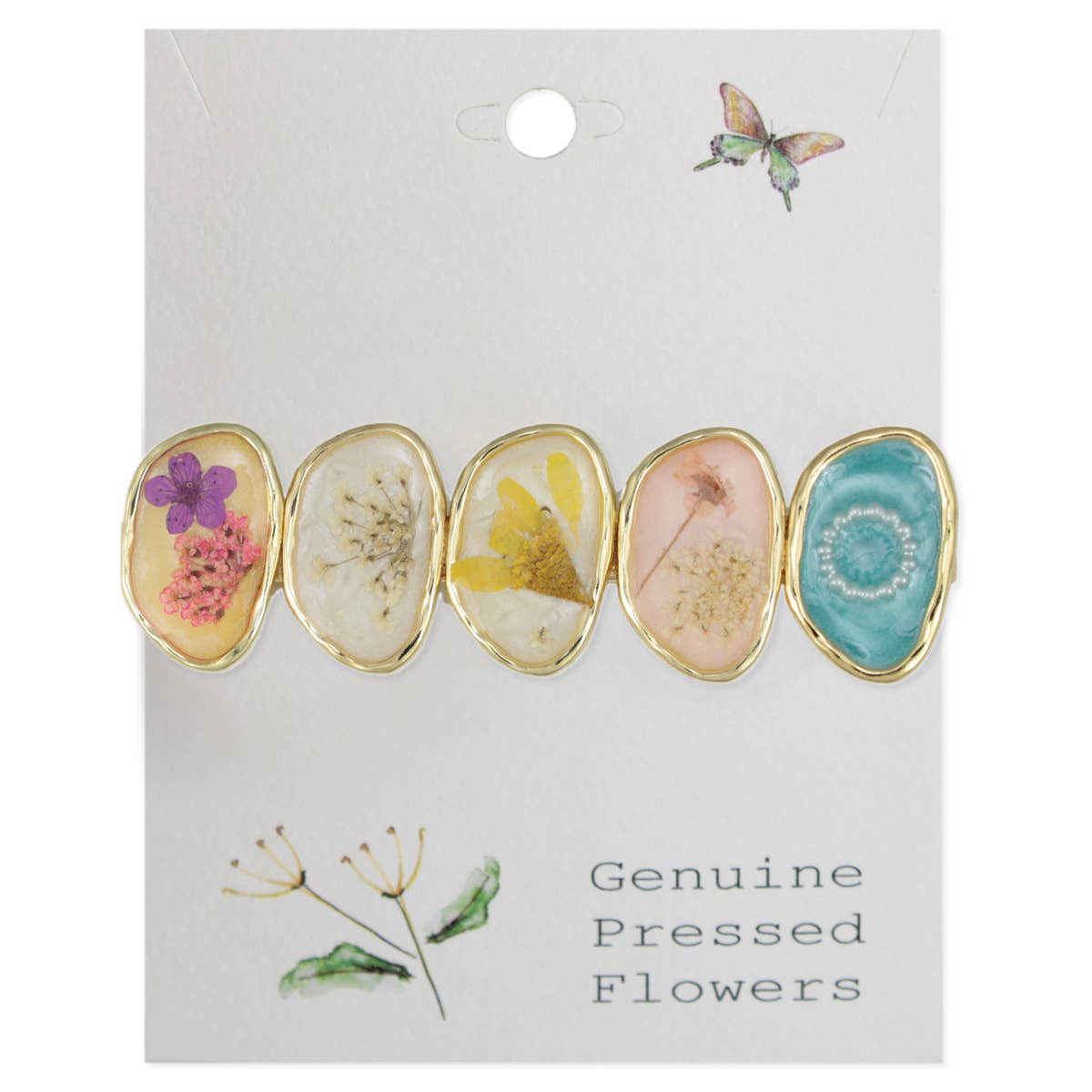 Pastel Dried Flower Gold Bar Hairclip