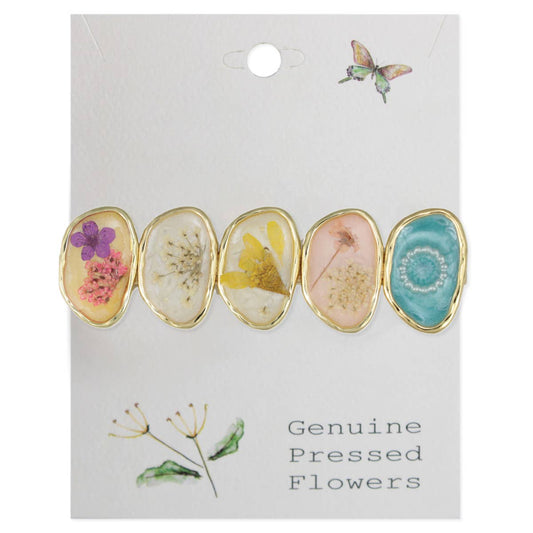 Pastel Dried Flower Gold Bar Hairclip