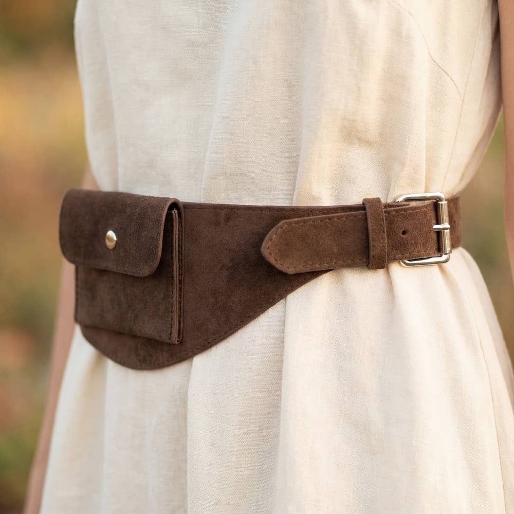 Vegan Leather Front Snap Pocket Belt