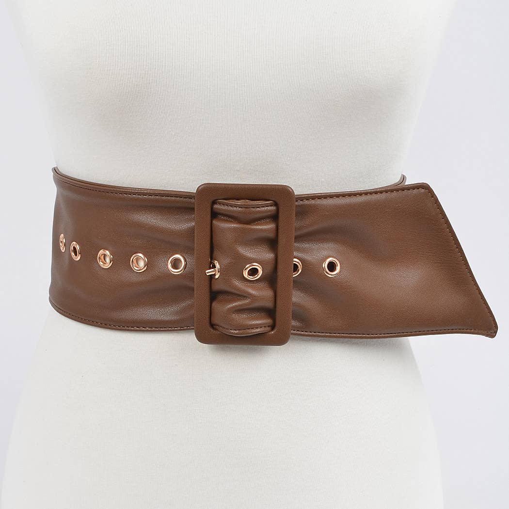 Wide Faux Leather Belt