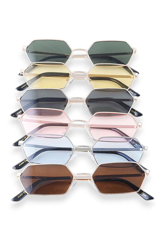 Metal Hexagonal Tinted Sunglasses