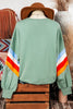 Rainbow Striped Sleeve Sweatshirt