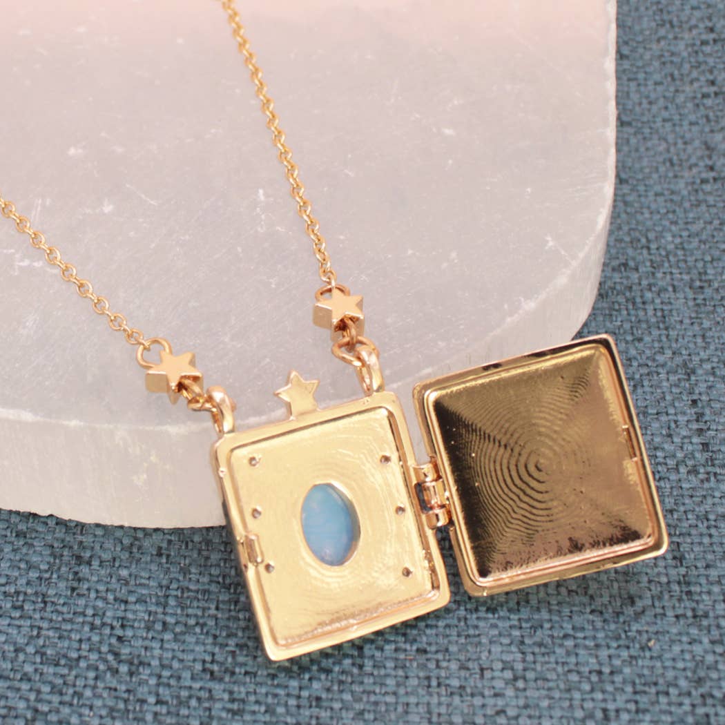 Celestial Memories Gold Opal Locket Necklace