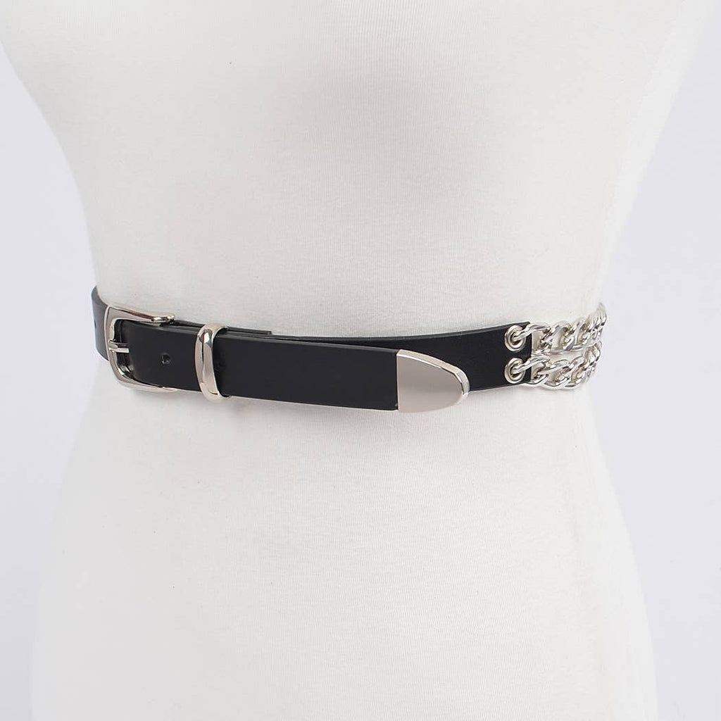 Chain Faux Leather Belt