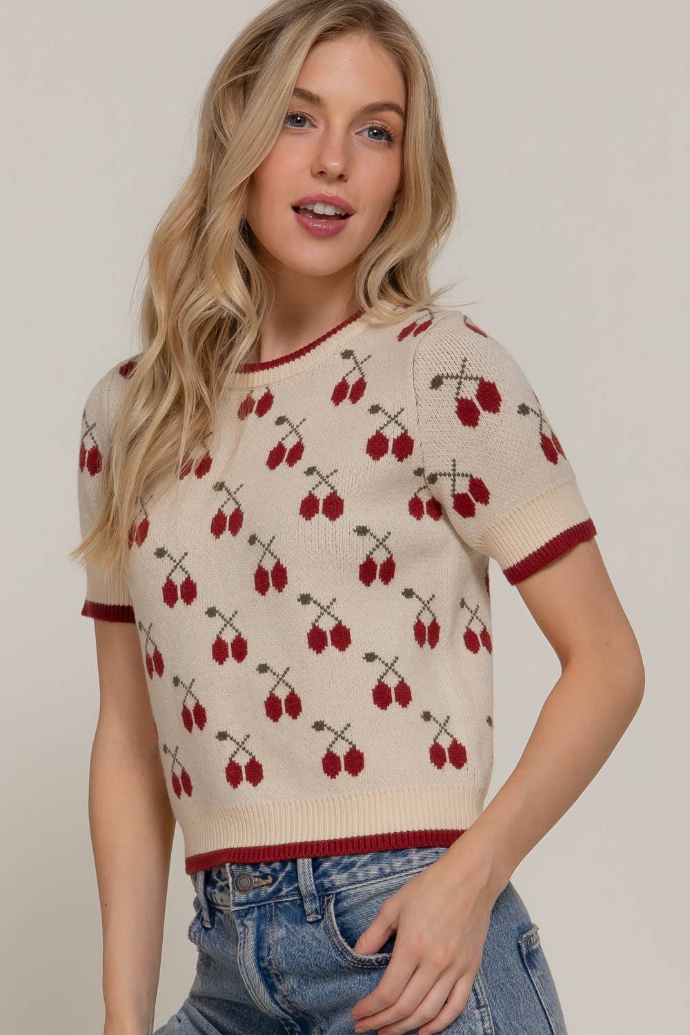 Jacquard Cherry Sweater