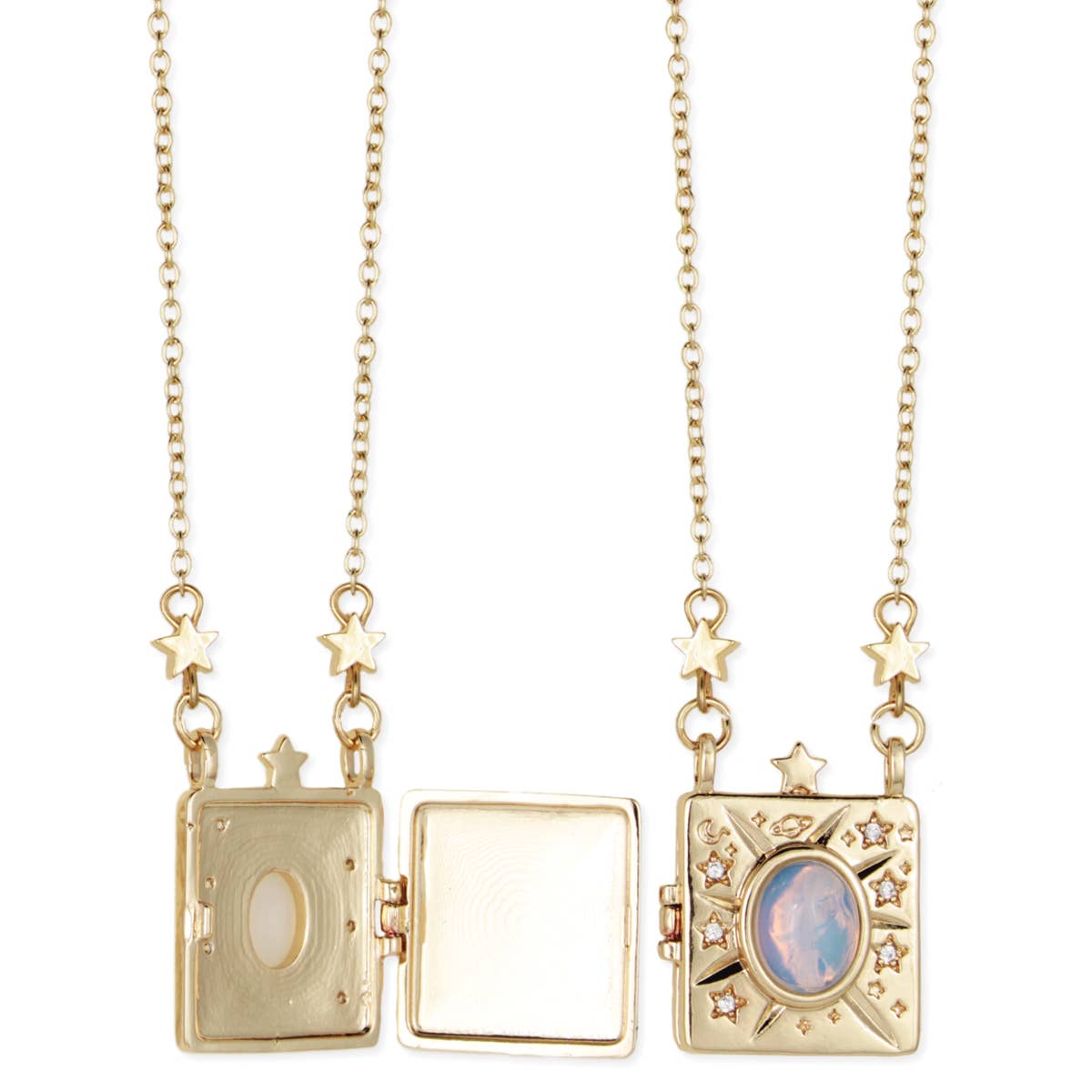 Celestial Memories Gold Opal Locket Necklace
