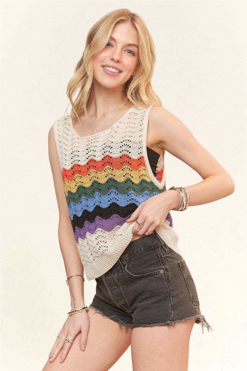 Rainbow Crochet Tank Top