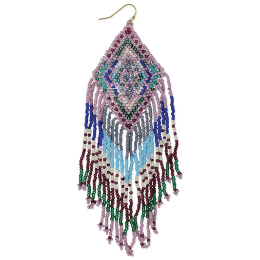 Southwest Style Purple Blue Fringe Earrings