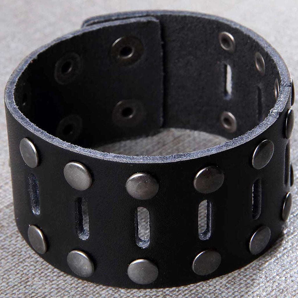 Men's Leather Wide Bracelet