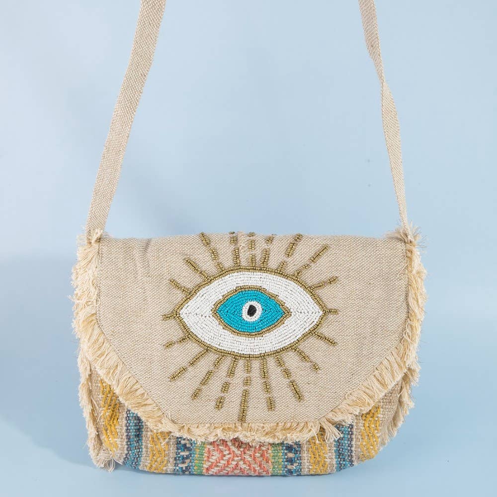 Evil Eye Beaded Crossbody Bag