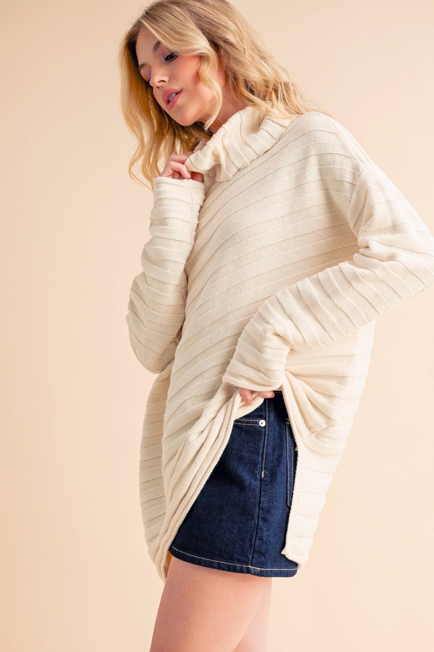 Asymmetrical Turtleneck Sweater