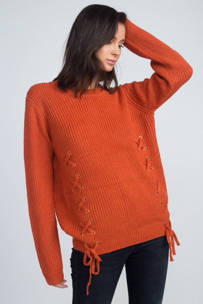 Lace Up Sweater