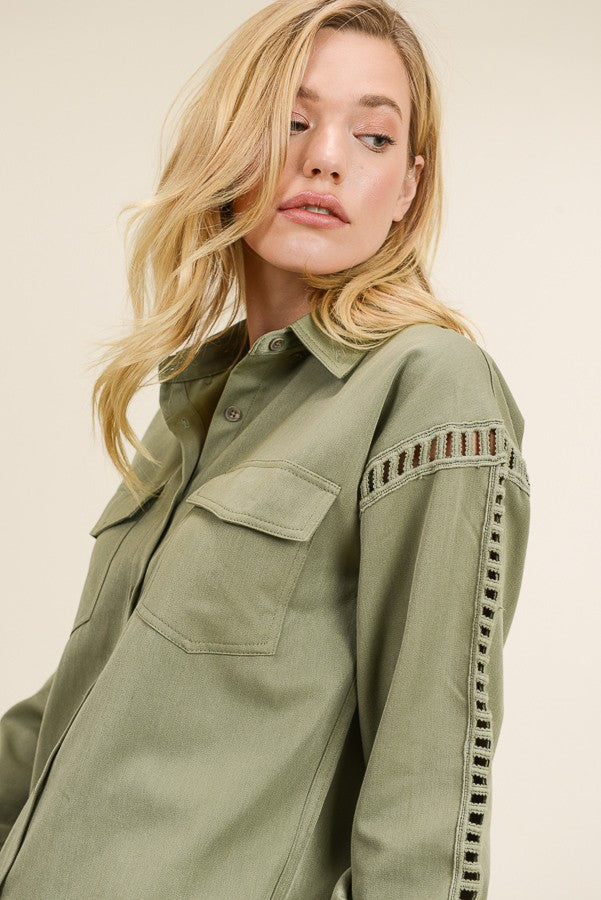 Button Down w/ Ladder Trim & Fringe