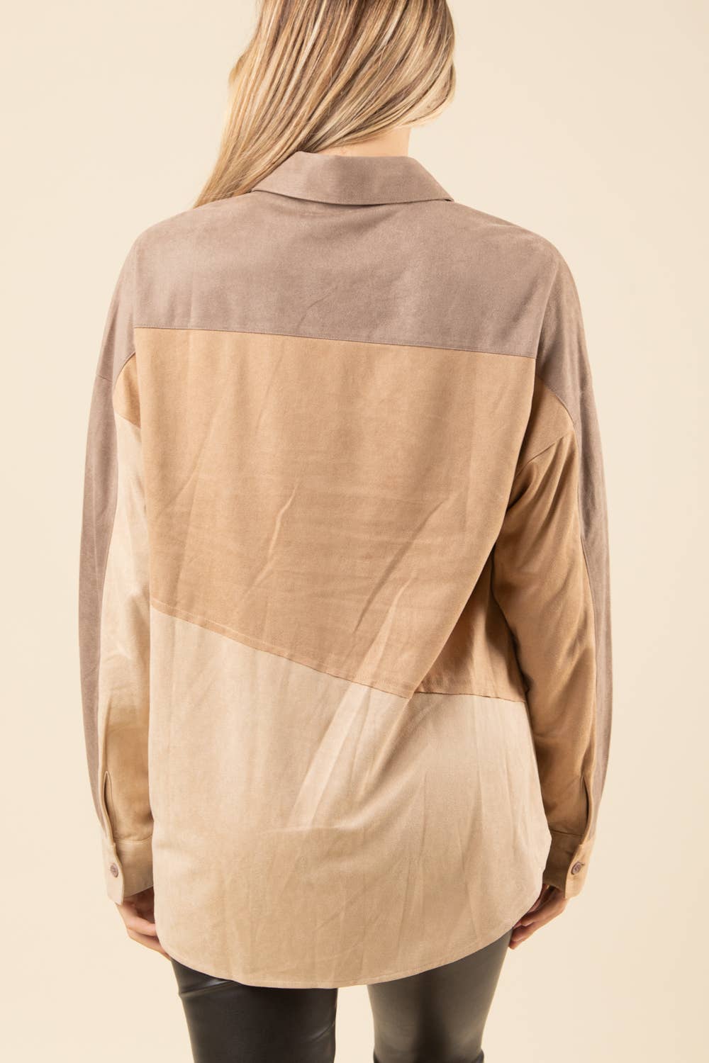 Color Block Suede Western Shirt