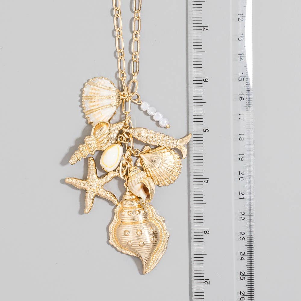 Sea Charm Cluster Chain Necklace